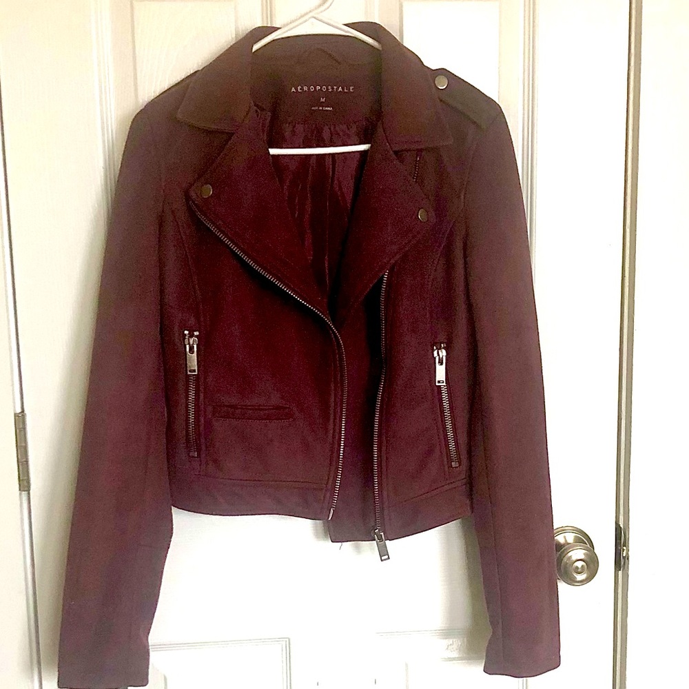 Aeropostale suede like maroon zipper jacket